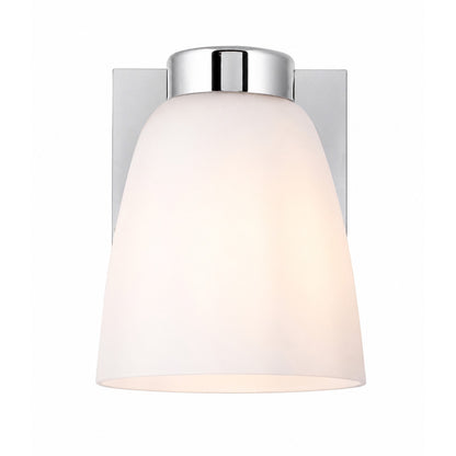 AFX Colleen 5in 1-Light Wall Sconce | Transitional Polished Chrome and White Glass | Hallway & Foyer | 5 x 6.75 x 6.75 in | Model CEES0506MBPC