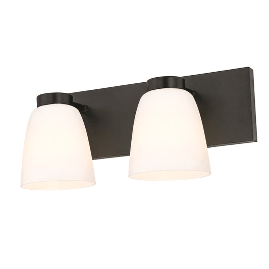 AFX Colleen 16in 2-Light Vanity Light | Transitional Black and White Glass | Bathroom & Powder Room | 16 x 6.75 x 6.75 in | Model CEEV1606MBBK