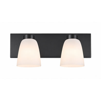AFX Colleen 16in 2-Light Vanity Light | Transitional Black and White Glass | Bathroom & Powder Room | 16 x 6.75 x 6.75 in | Model CEEV1606MBBK
