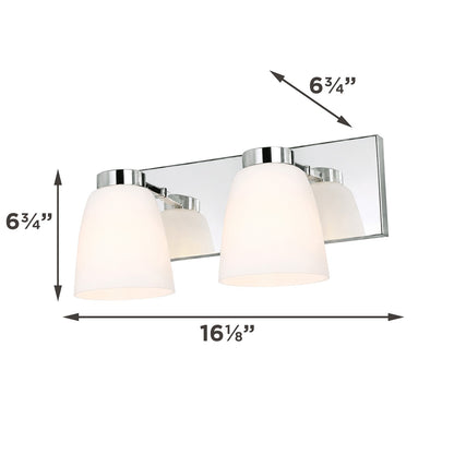 AFX Colleen 16in 2-Light Vanity Light | Transitional Polished Chrome and White Glass | Bathroom & Powder Room | Model CEEV1606MBPC