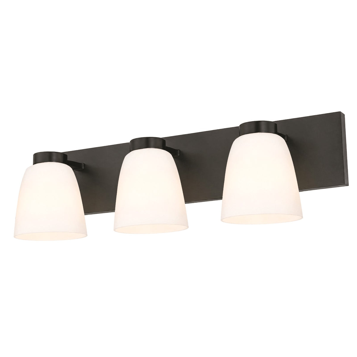 AFX Colleen 24in 3-Light Vanity Light | Transitional Matte Black and White Glass | Bathroom & Powder Room | 24 x 6.75 x 6.75 in | Model CEEV2406MBBK