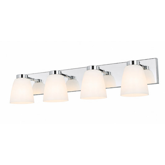AFX Colleen 32in 4-Light Vanity Light | Transitional Polished Chrome and White Glass | Bathroom & Powder Room | Model CEEV3206MBPC