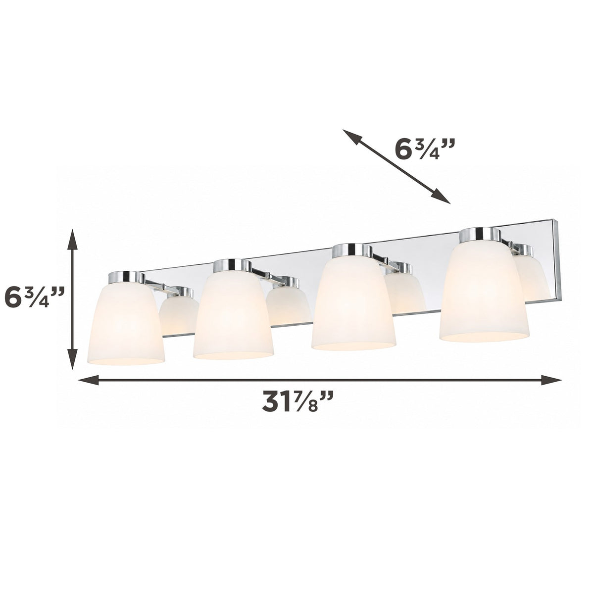 AFX Colleen 32in 4-Light Vanity Light | Transitional Polished Chrome and White Glass | Bathroom & Powder Room | Model CEEV3206MBPC