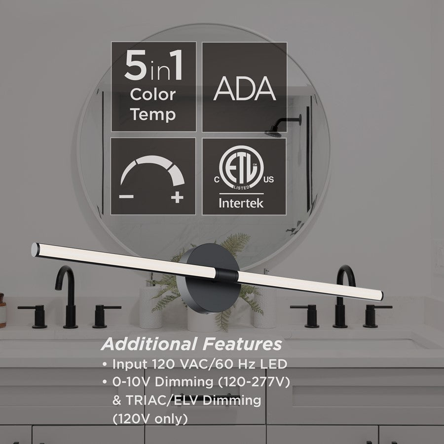AFX Lighting Chicago 1 Light 32" LED Vanity Light, Black/White