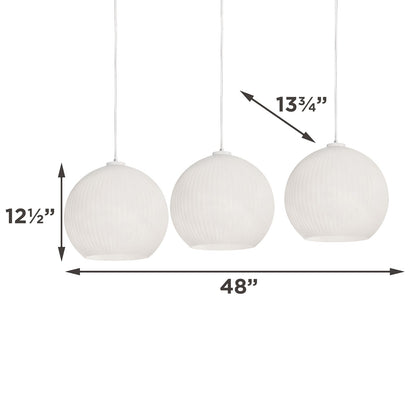AFX Lighting Cleo 48in 3-Light Linear Pendant | Contemporary White Steel and Frosted Glass | Kitchen Island & Dining Room | Model CLEP13WHLNR3