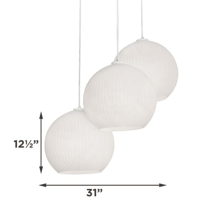 AFX Lighting Cleo 48in 3-Light Linear Pendant | Contemporary White Steel and Frosted Glass | Kitchen Island & Dining Room | Model CLEP13WHLNR3