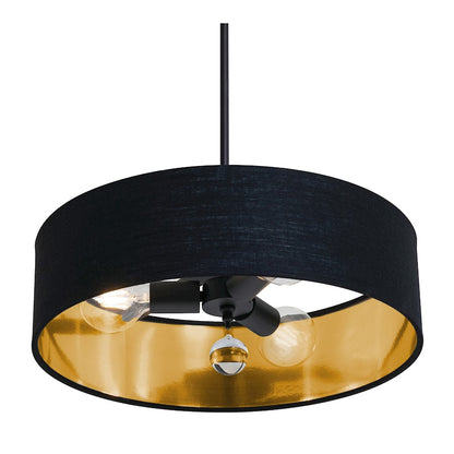 AFX Lighting Celine 3 Light 18" Pendant, Black/Black/Gold - CLNP18MBBK-BKGD