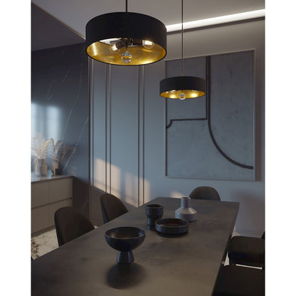 3 Light 18" Pendant, Black