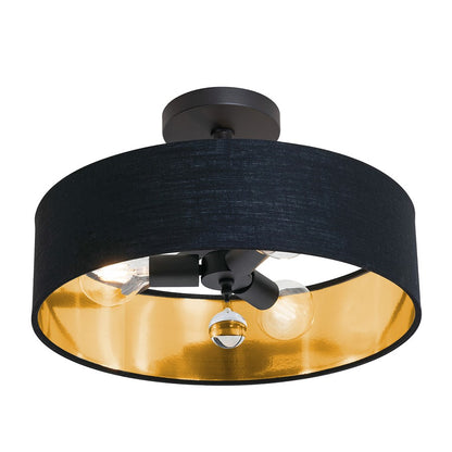 3 Light 18" Pendant, Black