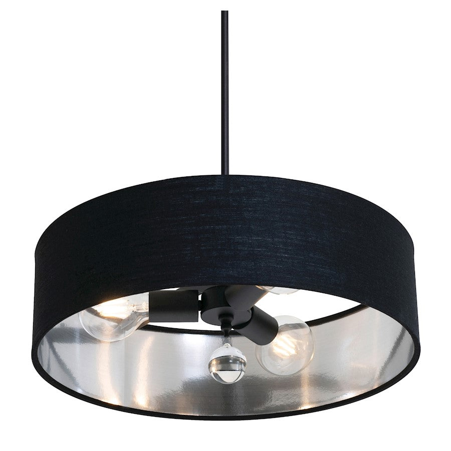 AFX Lighting Celine 3 Light 18" Pendant, Black/Black/Silver - CLNP18MBBK-BKSL