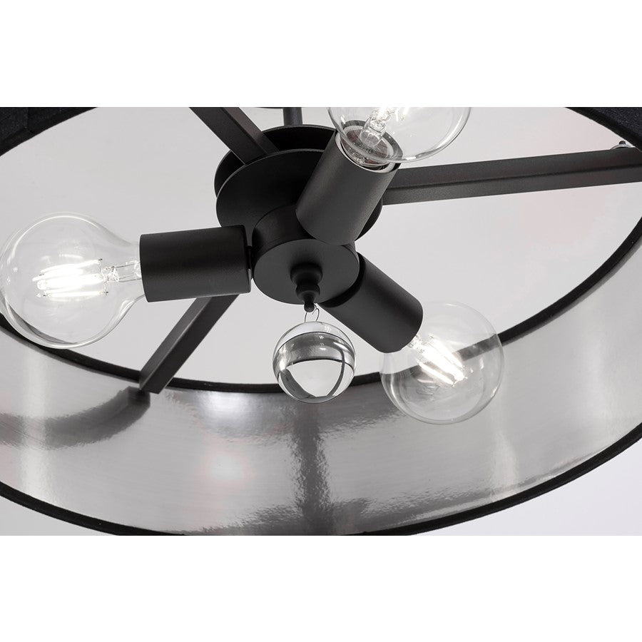 3 Light 18" Pendant, Black