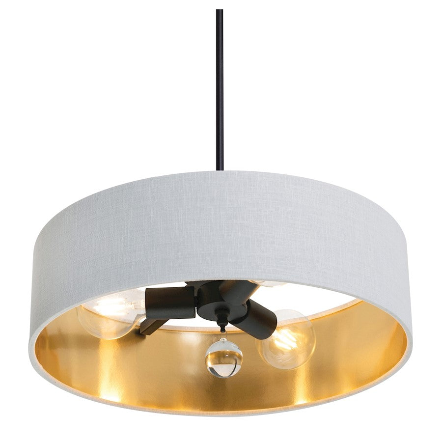 AFX Lighting Celine 3 Light 18" Pendant, Black/White/Gold - CLNP18MBBK-WHGD