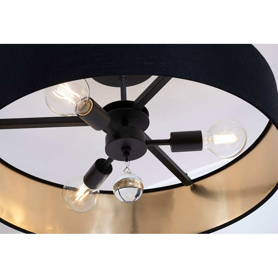 3 Light 24" Pendant, Black