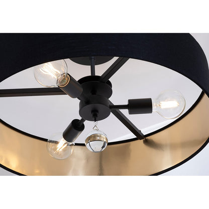 3 Light 24" Pendant, Black