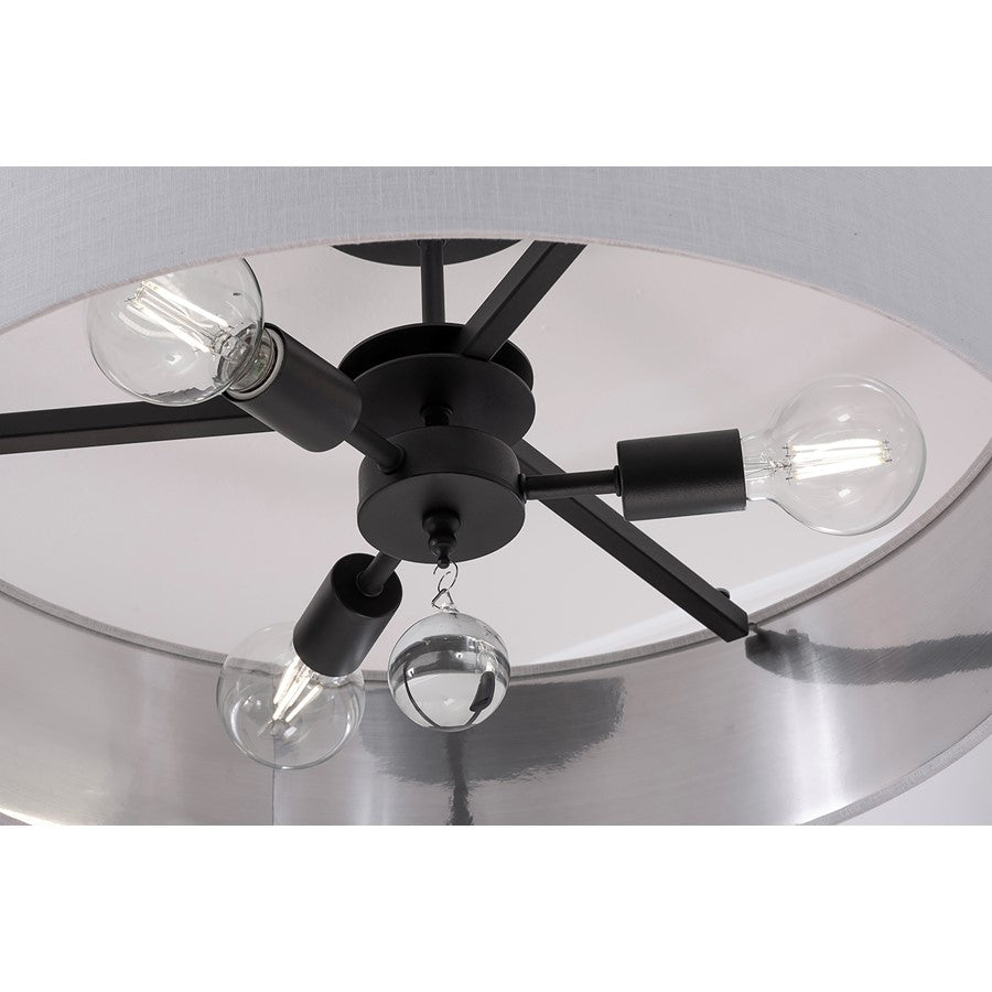 3 Light 24" Pendant, Black