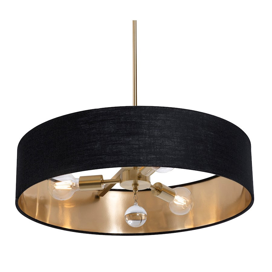 AFX Lighting Celine 3 Light 24" Pendant, Brass/Black/Gold - CLNP24MBSB-BKGD