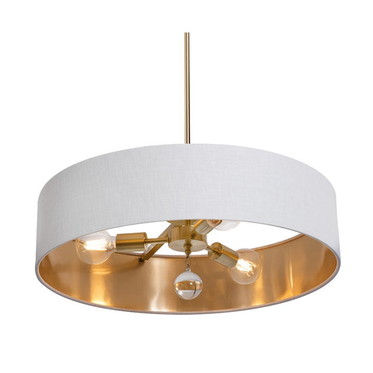 AFX Lighting Celine 3 Light 24" Pendant, Brass/White/Gold - CLNP24MBSB-WHGD