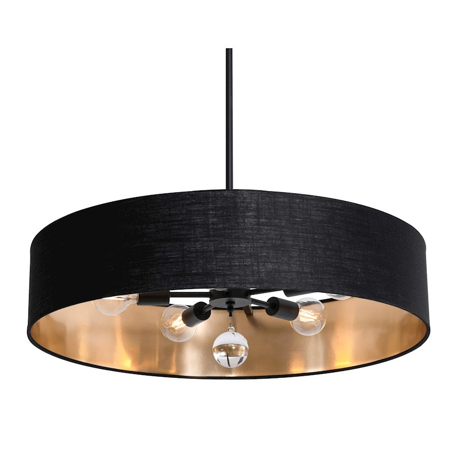 AFX Lighting Celine 5 Light 30" Pendant, Black/Black/Gold - CLNP30MBBK-BKGD