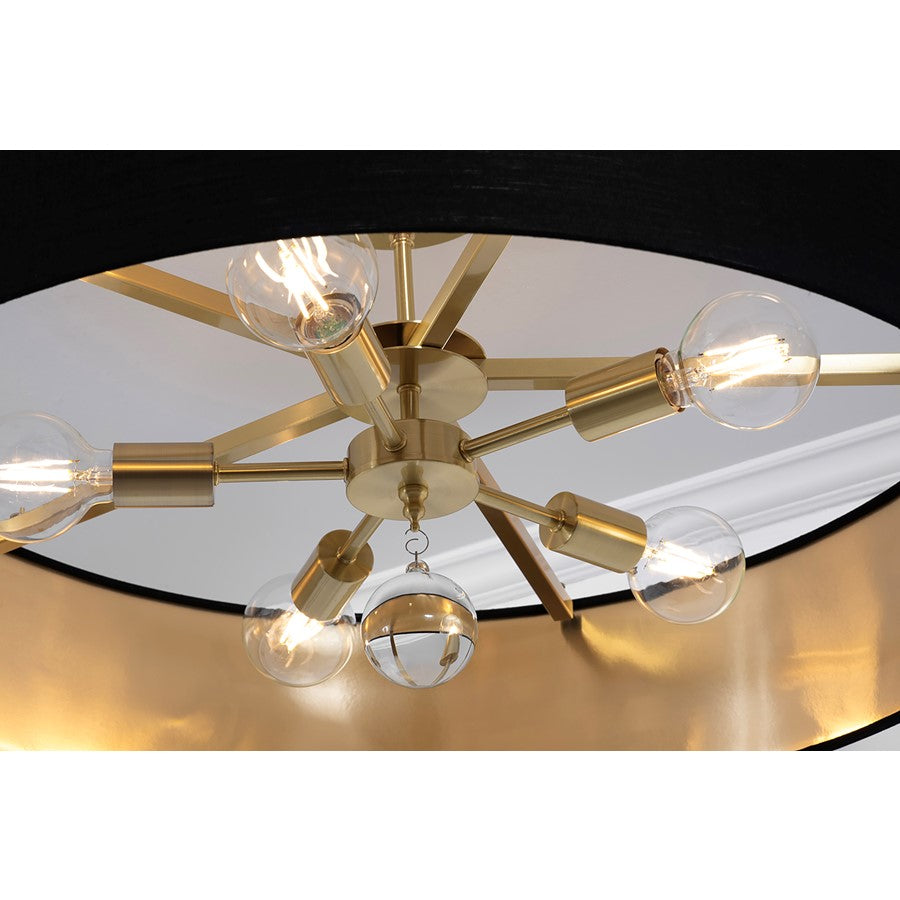 5 Light 30" Pendant, Brass
