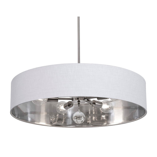 AFX Lighting Celine 5 Light 30" Pendant, Nickel/White/Silver - CLNP30MBSN-WHSL