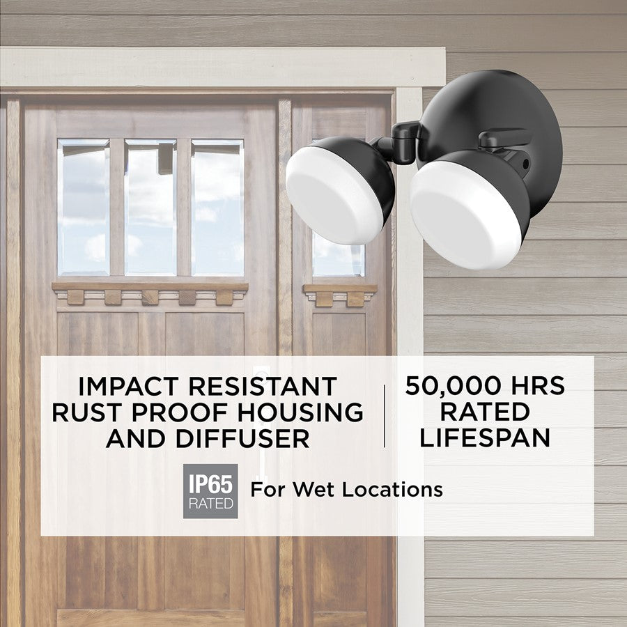 AFX Lighting Daniel 2LT 6'' LED Outdoor Sconce, Black/Black