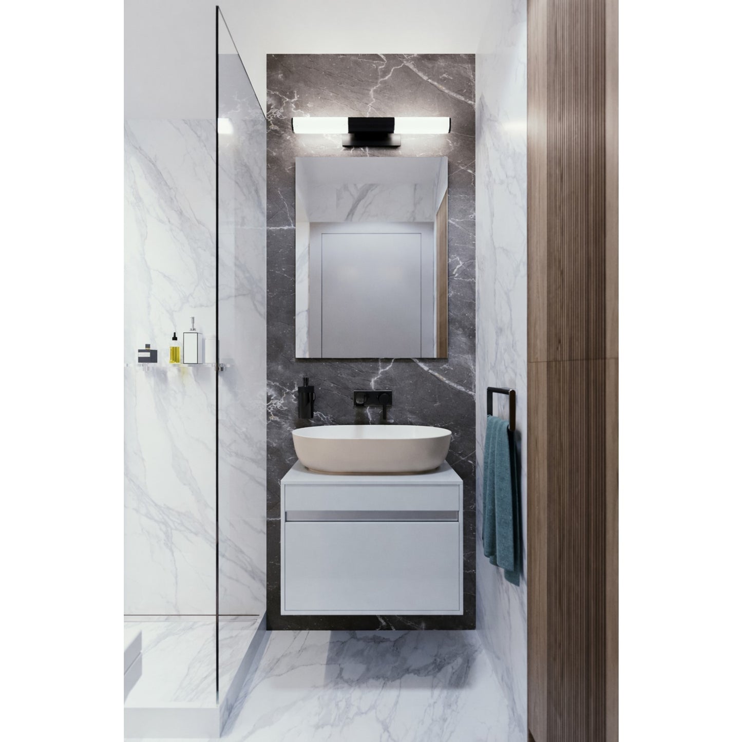AFX Lighting Dax 1Lt LED 27"W Vanity Light, Black/White