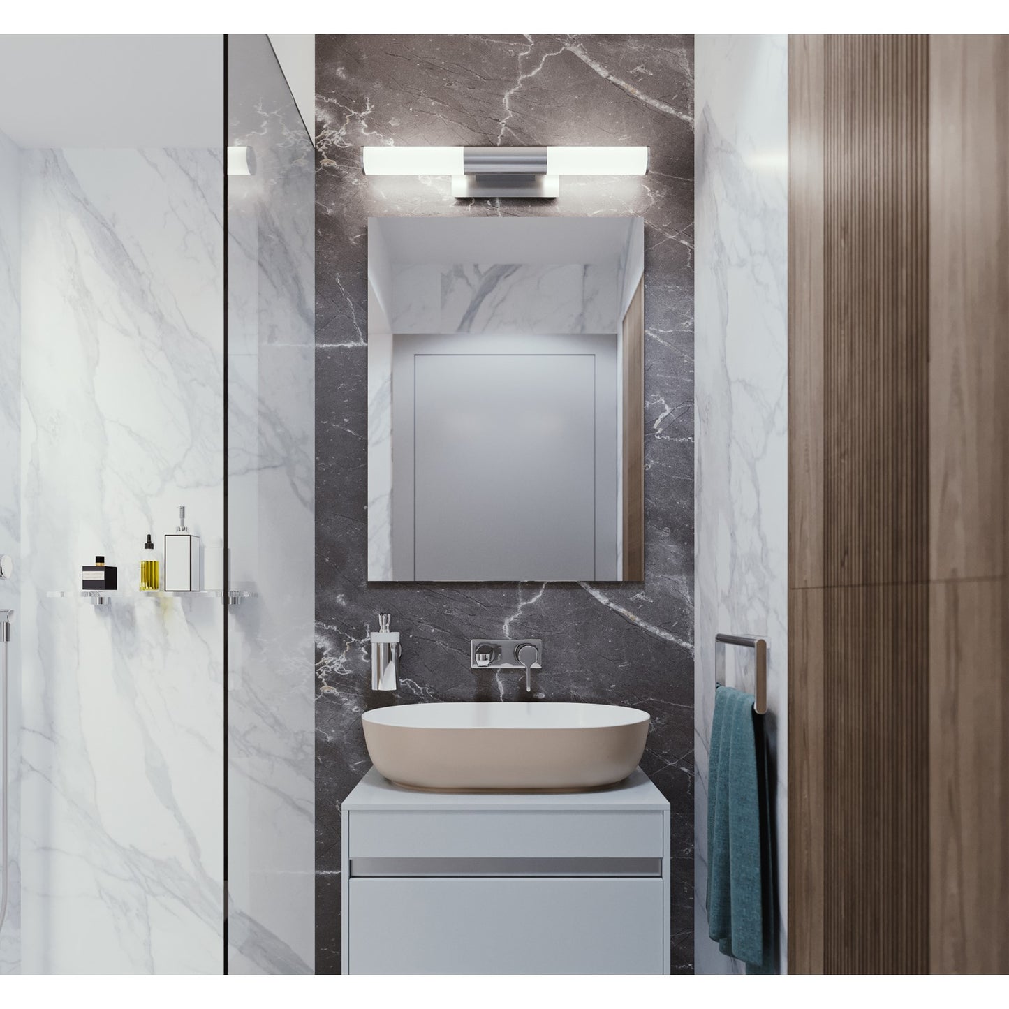 AFX Lighting Dax 1Lt LED 27"W Vanity Light, Satin Nickel/White
