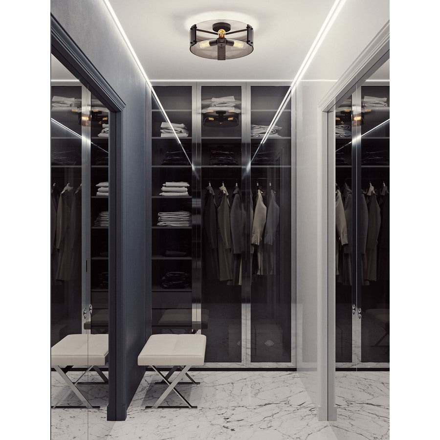 AFX Lighting Dana 3LT 18" Semi Flush Mount, Black/120V/Smoke