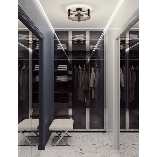 AFX Lighting Dana 3LT 18" Semi Flush Mount, Black/120V/Smoke