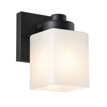 AFX Donovan 1-Light Wall Sconce | Modern Black and White Glass | Bedroom & Hallway Accent Light | 4.75 x 6.5 x 7.75 in | Model DOVS0508MBBK