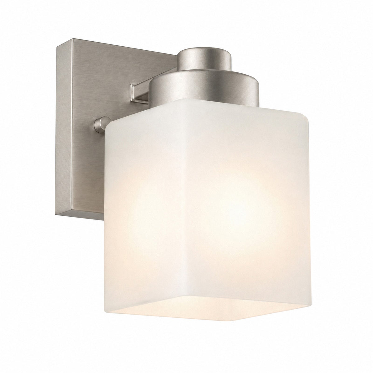 AFX Donovan 1-Light Wall Sconce | Modern Brushed Nickel and White Glass | Bedroom & Hallway Accent Light | 4.75 x 6.5 x 7.75 in | Model DOVS0508MBBN