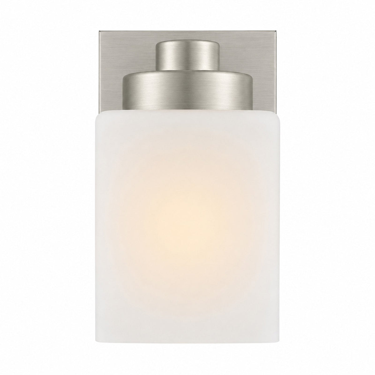AFX Donovan 1-Light Wall Sconce | Modern Brushed Nickel and White Glass | Bedroom & Hallway Accent Light | 4.75 x 6.5 x 7.75 in | Model DOVS0508MBBN