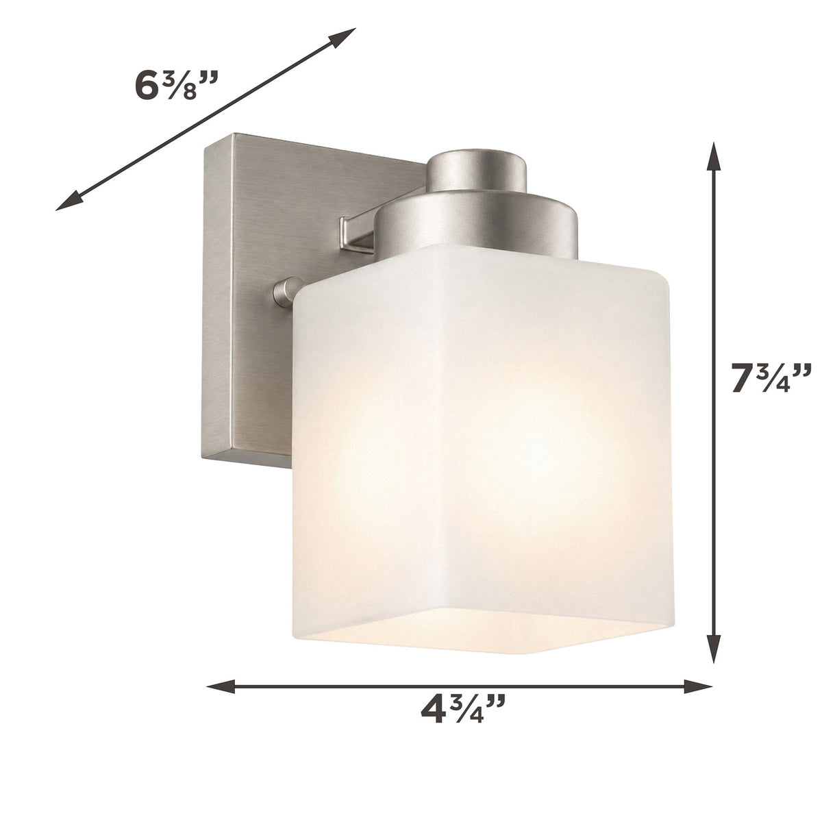 AFX Donovan 1-Light Wall Sconce | Modern Brushed Nickel and White Glass | Bedroom & Hallway Accent Light | 4.75 x 6.5 x 7.75 in | Model DOVS0508MBBN