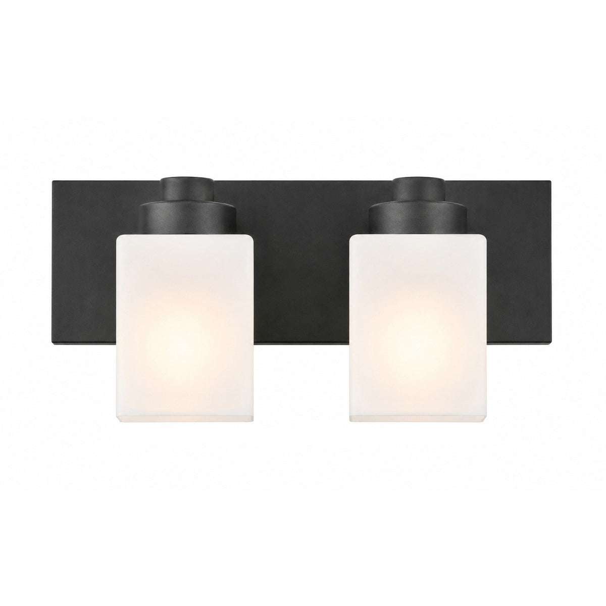 AFX Donovan 16in 2-Light Vanity Light | Modern Black and White Glass | Bathroom & Powder Room | 16.12 x 6.5 x 7.75 in | Model DOVV1608MBBK