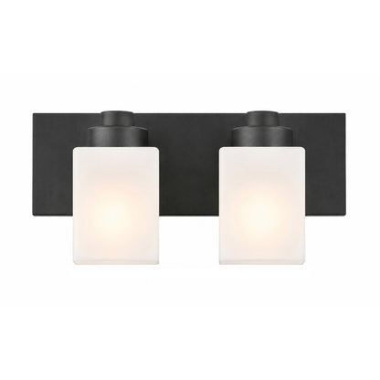 AFX Donovan 16in 2-Light Vanity Light | Modern Black and White Glass | Bathroom & Powder Room | 16.12 x 6.5 x 7.75 in | Model DOVV1608MBBK