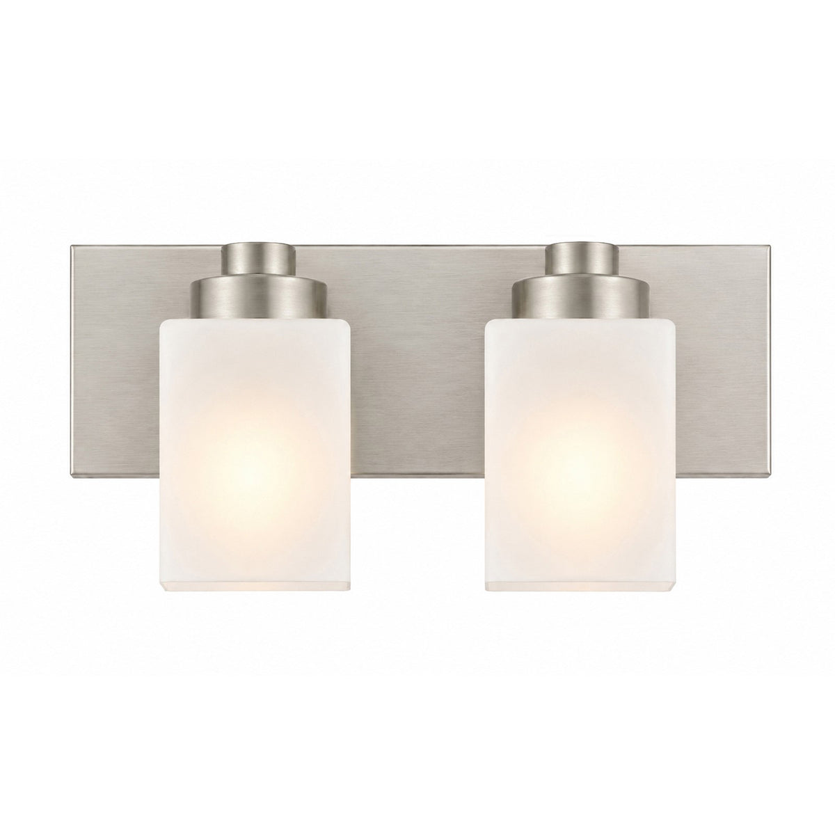 AFX Donovan 16in 2-Light Vanity Light | Modern Brushed Nickel and White Glass | Bathroom & Powder Room | 16.12 x 6.5 x 7.75 in | Model DOVV1608MBBN