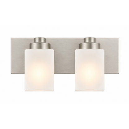 AFX Donovan 16in 2-Light Vanity Light | Modern Brushed Nickel and White Glass | Bathroom & Powder Room | 16.12 x 6.5 x 7.75 in | Model DOVV1608MBBN