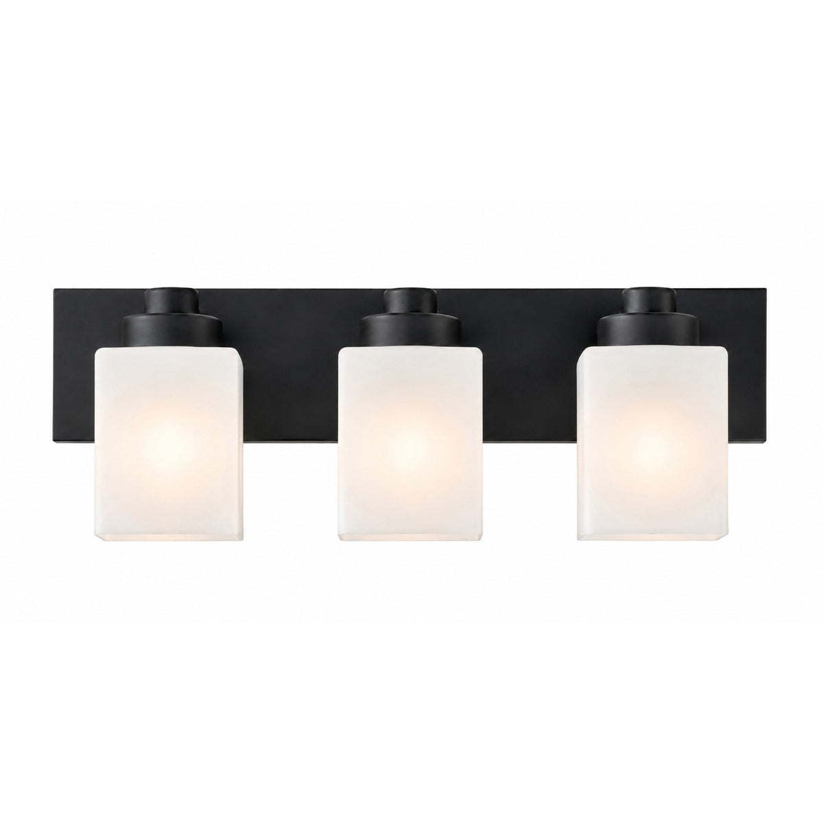 AFX Donovan 24in 3-Light Vanity Light | Modern Black and White Glass | Bathroom & Powder Room | 24 x 6.5 x 7.75 in | Model DOVV2408MBBK