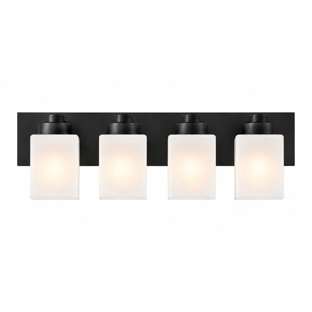 AFX Donovan 32in 4-Light Vanity Light | Modern Black and White Glass | Bathroom & Powder Room | 32 x 6.5 x 7.75 in | Model DOVV3208MBBK