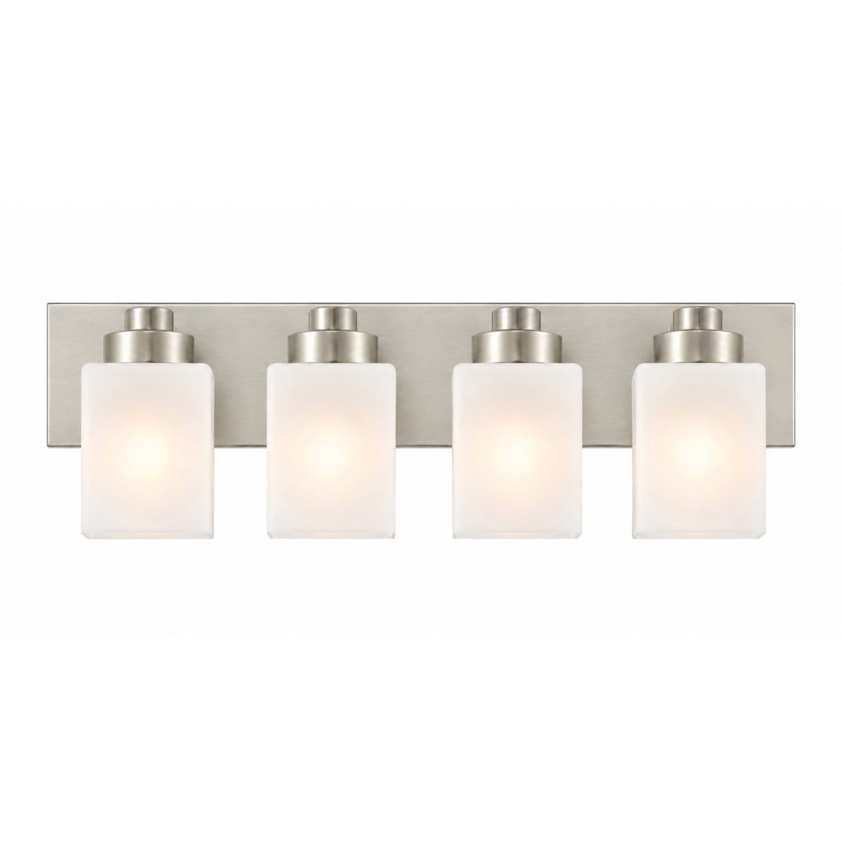 AFX Donovan 32in 4-Light Vanity Light | Modern Brushed Nickel and White Glass | Bathroom & Powder Room | 32 x 6.5 x 7.75 in | Model DOVV3208MBBN