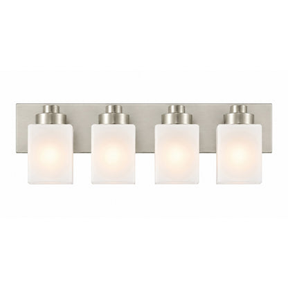 AFX Donovan 32in 4-Light Vanity Light | Modern Brushed Nickel and White Glass | Bathroom & Powder Room | 32 x 6.5 x 7.75 in | Model DOVV3208MBBN