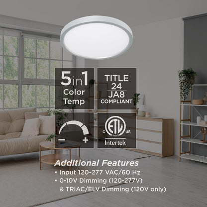 AFX Lighting Edge Round 16" LED 1Lt Flush/25W, Nickel/White