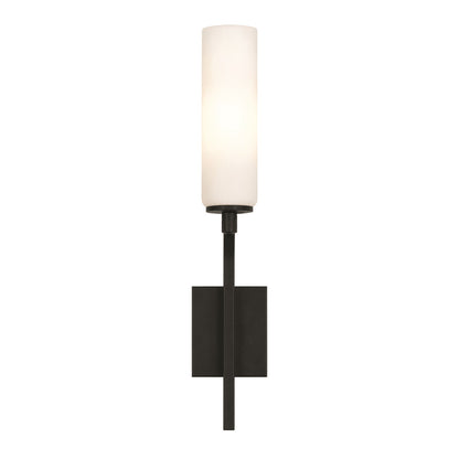 AFX Ellington 20in 1-Light Wall Sconce | Modern Black Steel and White Glass | Hallway & Foyer Accent Light | 4.38 x 4 x 20 in | Model ELGS0420MBBK