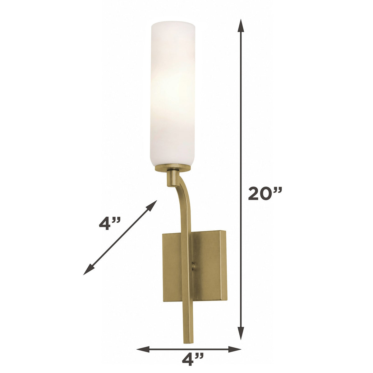 AFX Ellington 20in 1-Light Wall Sconce | Modern Light Antique Brass Steel and White Glass | Hallway & Foyer Accent Light | Model ELGS0420MBLB