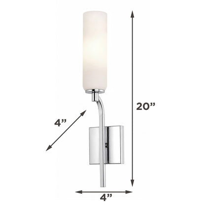 AFX Ellington 20in 1-Light Wall Sconce | Modern Polished Chrome Steel and White Glass | Hallway & Foyer Accent Light | Model ELGS0420MBPC
