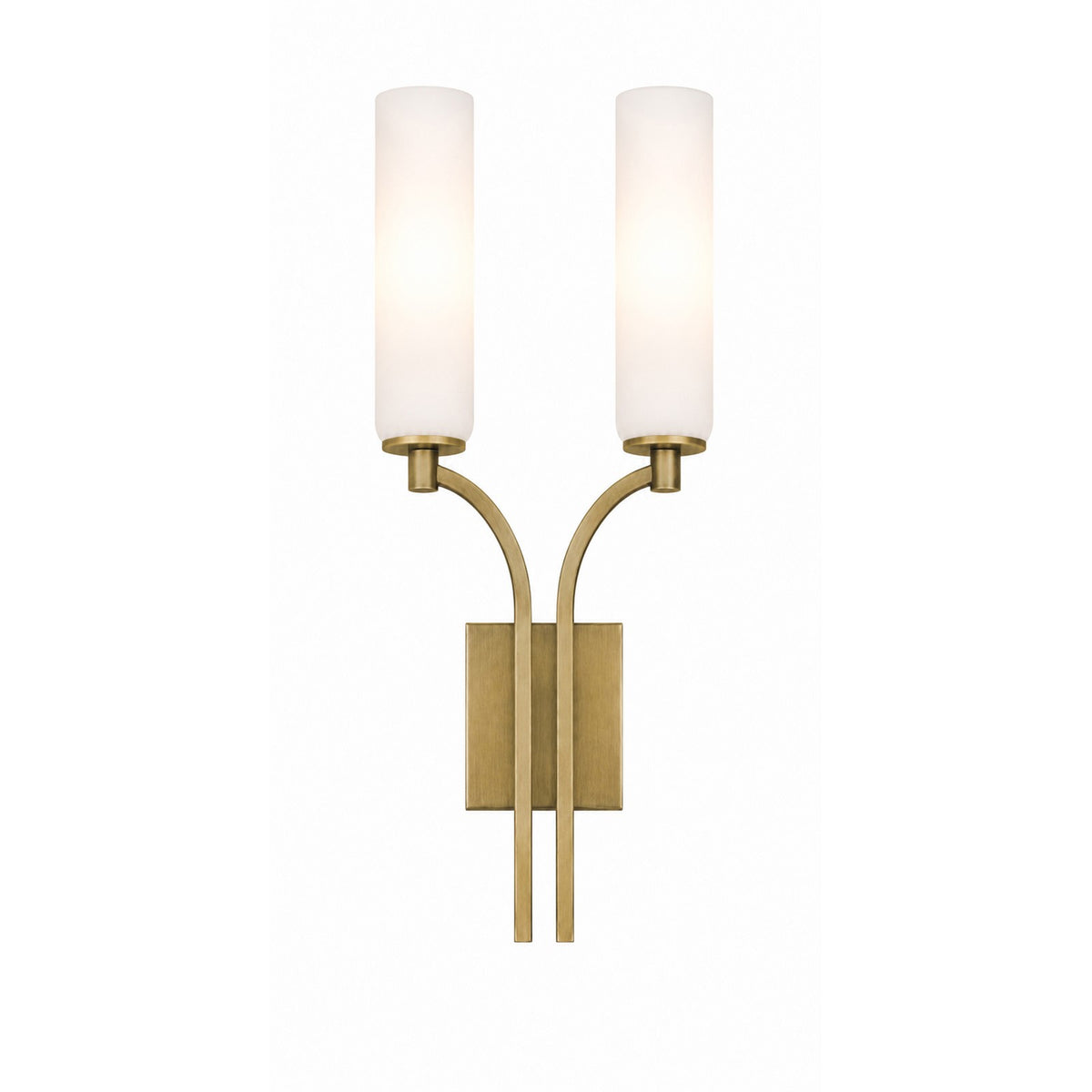 AFX Ellington 20in 2-Light Wall Sconce | Transitional Light Antique Brass and White Glass | Hallway & Foyer | 4 x 10 x 20 in | Model ELGS1020MBLB