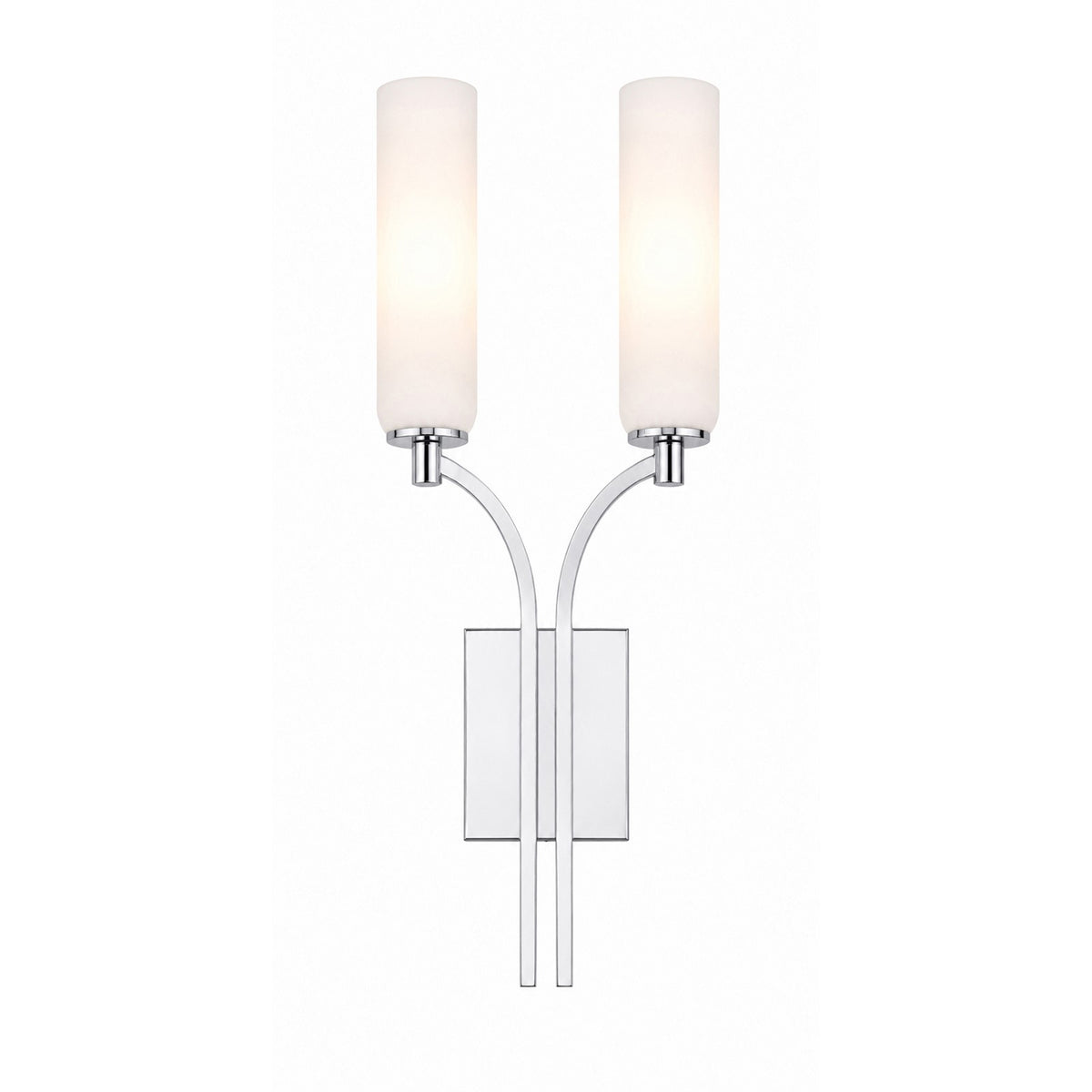 AFX Ellington 20in 2-Light Wall Sconce | Transitional Polished Chrome and White Glass | Hallway & Foyer | 4 x 10 x 20 in | Model ELGS1020MBPC