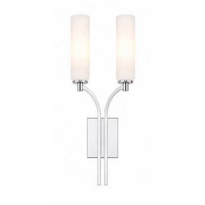 AFX Ellington 20in 2-Light Wall Sconce | Transitional Polished Chrome and White Glass | Hallway & Foyer | 4 x 10 x 20 in | Model ELGS1020MBPC