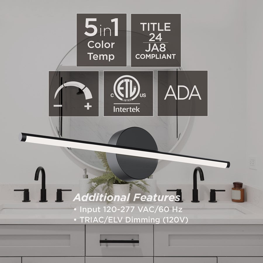 AFX Lighting Elizabeth 1 Light 24" Vanity Light, Nickel/White