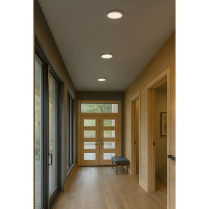 AFX Lighting Eon 1 Light 14" Flush Mount, Satin Nickel/White